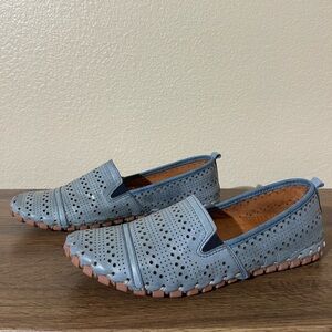 Spring Step Blue Perforated Loafers